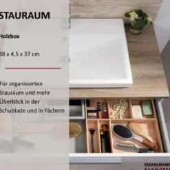 Schubkastenbox 38x4,5x37 cm, Buchenholz