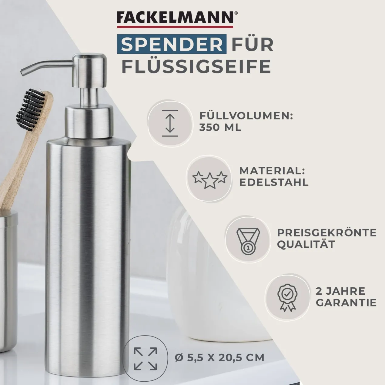 Seifenspender, 350ml, Edelstahl