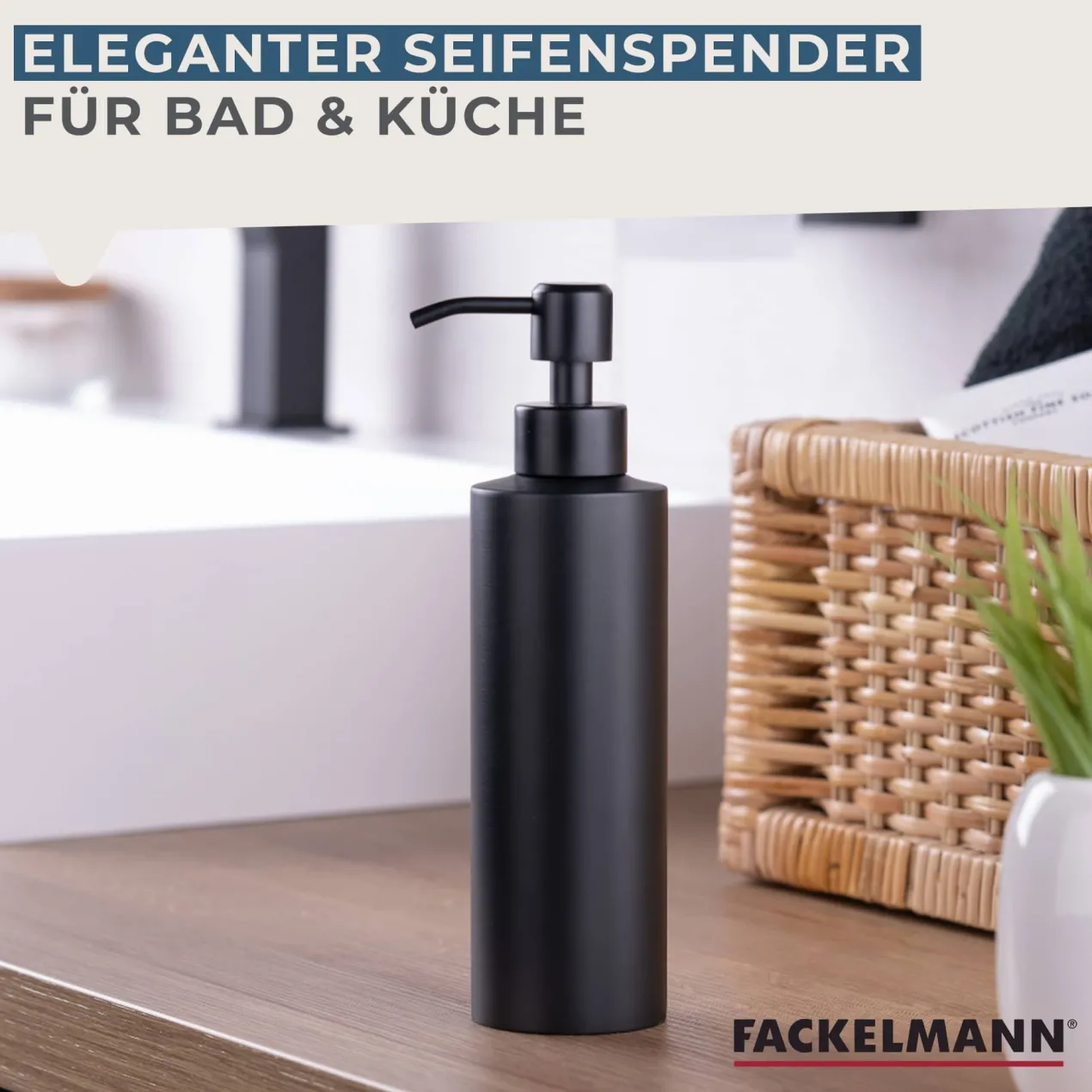 Seifenspender, 350ml, schwarz matt, Edelstahl