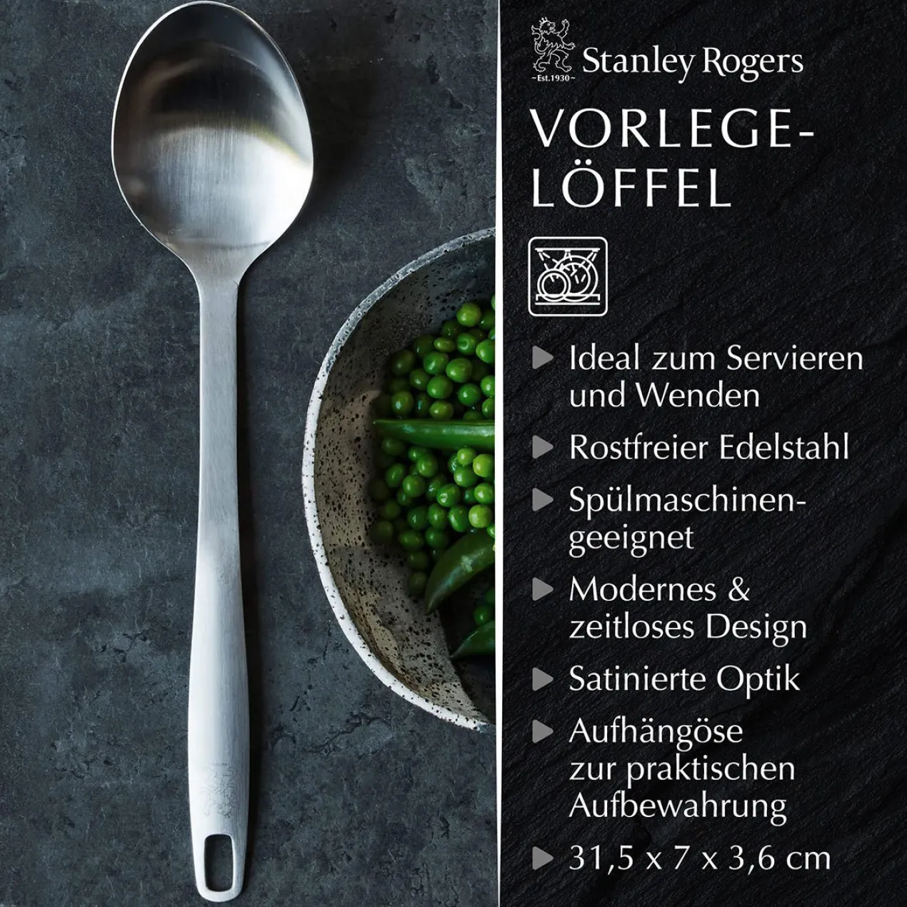 Servierlöffel Satin, 31,5cm, Edelstahl