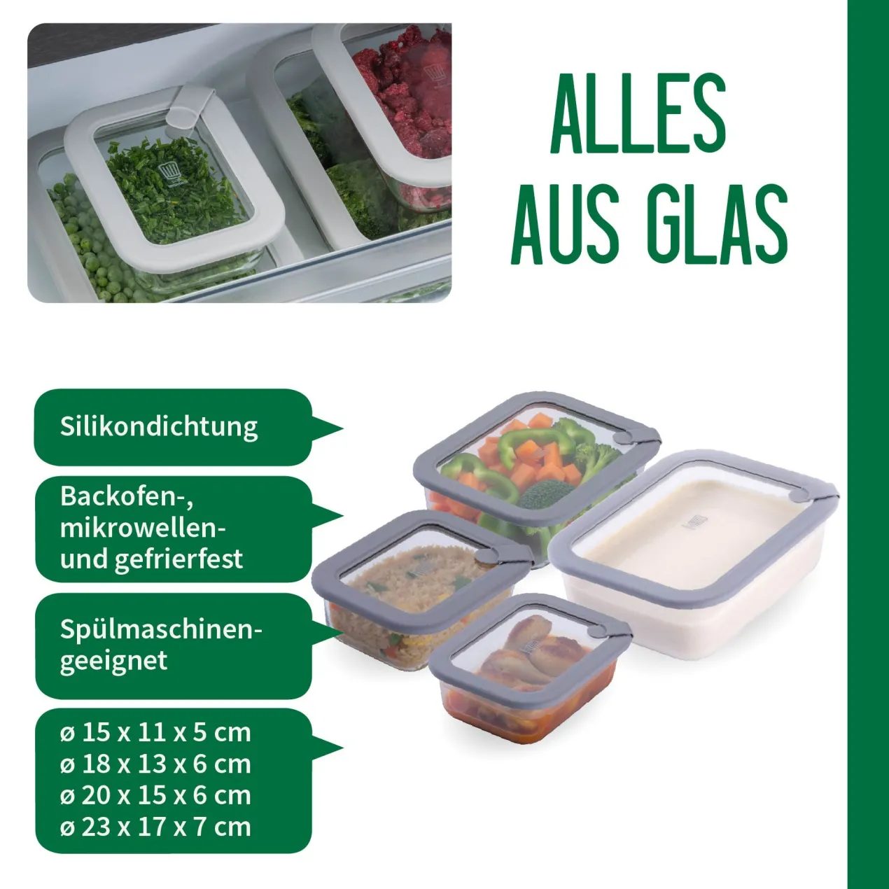 Set Vorratsgläser "Alles aus Glas", viereckig, 4-tlg.