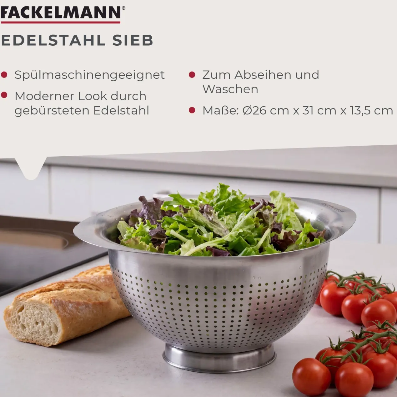 Sieb, Ø26cm, Edelstahl
