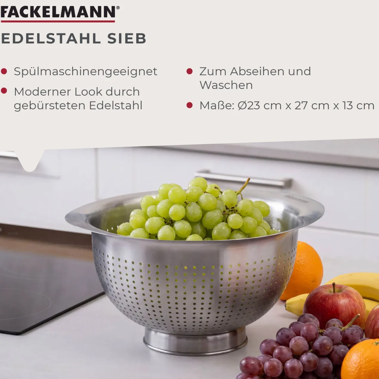 Sieb, Ø23cm, Edelstahl