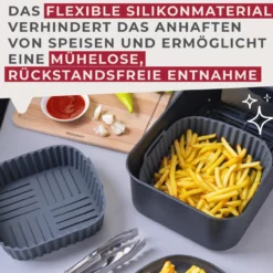 Silikonform für Heißluftfritteuse eckig, 19x19x5cm