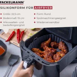 Silikonform für Heißluftfritteuse rund, Ø19cm