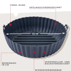 Silikonform für Heißluftfritteuse rund, Ø19cm