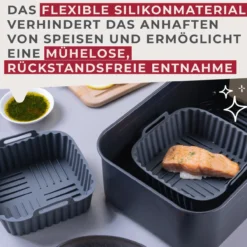 Silikonform für Heißluftfritteuse eckig, gerillt, 15x15x5cm