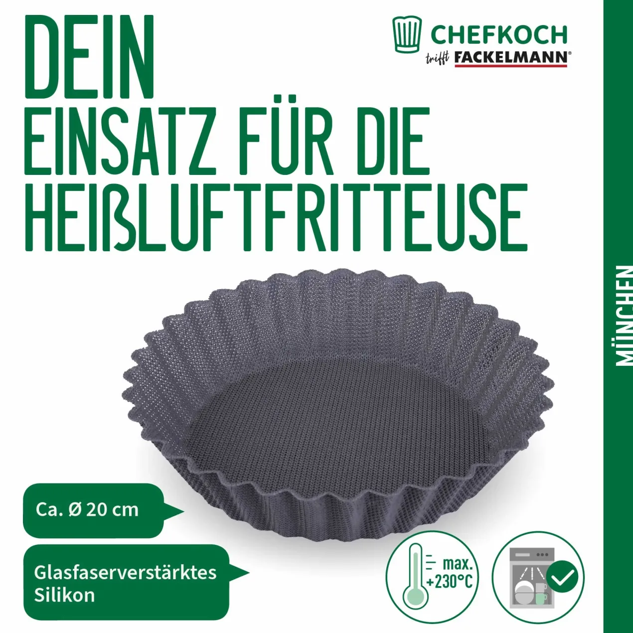 Silikonform für Heißluftfritteuse, antihaft, Ø20cm