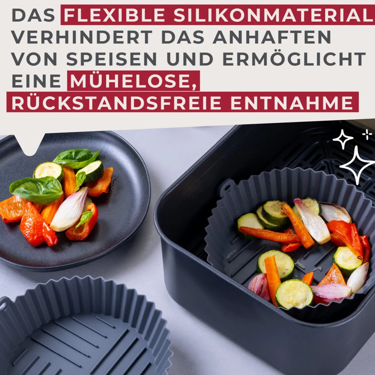 Silikonform für Heißluftfritteuse rund, Ø15cm