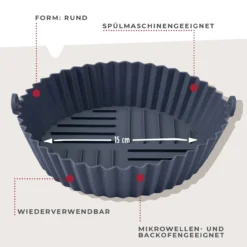 Silikonform für Heißluftfritteuse rund, Ø15cm