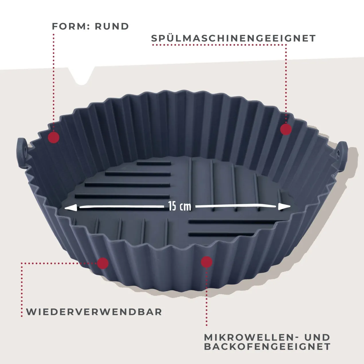 Silikonform für Heißluftfritteuse rund, Ø15cm