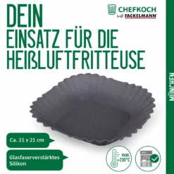 Silikonform für Heißluftfritteuse München, antihaft, 21x21cm