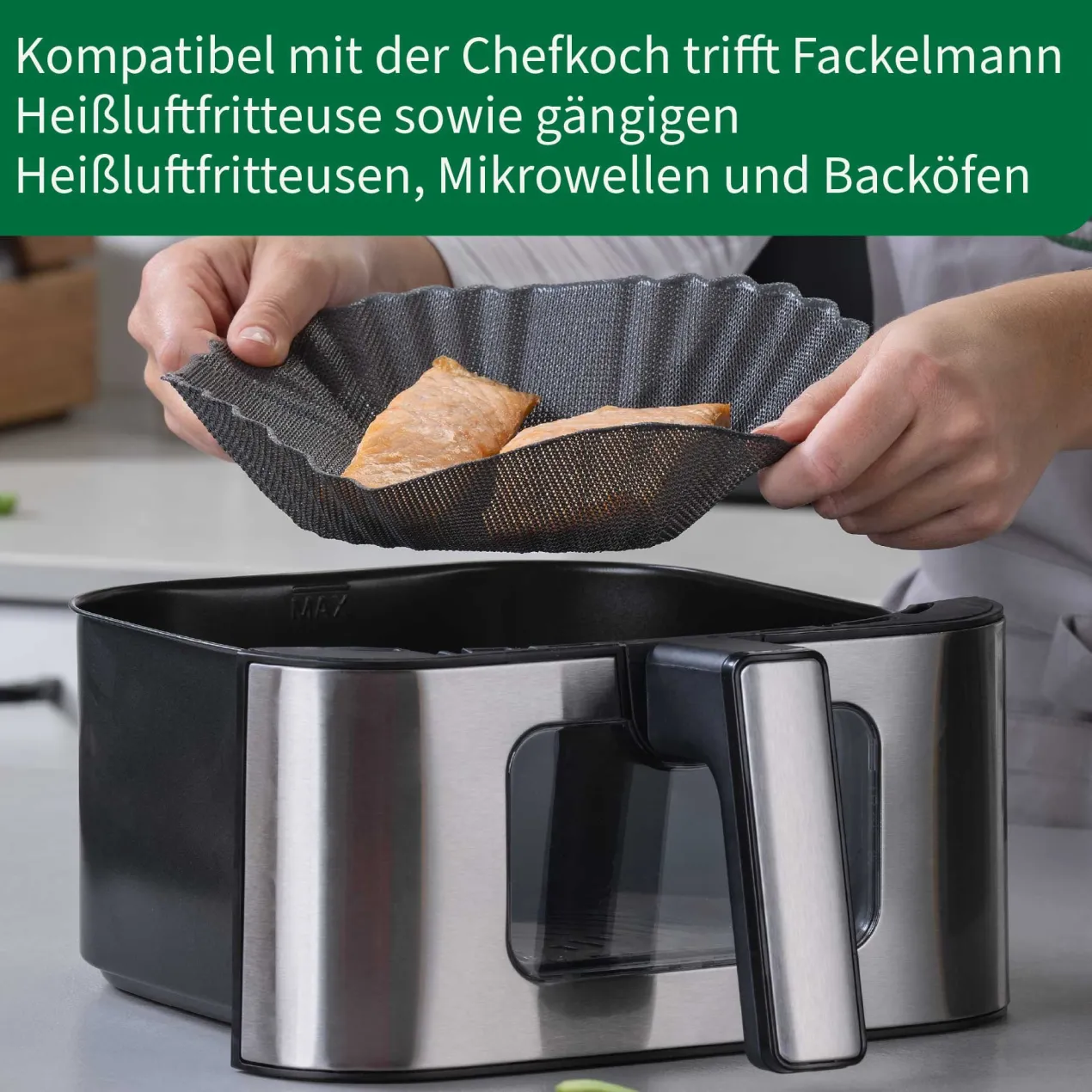 Silikonform für Heißluftfritteuse München, antihaft, 21x21cm