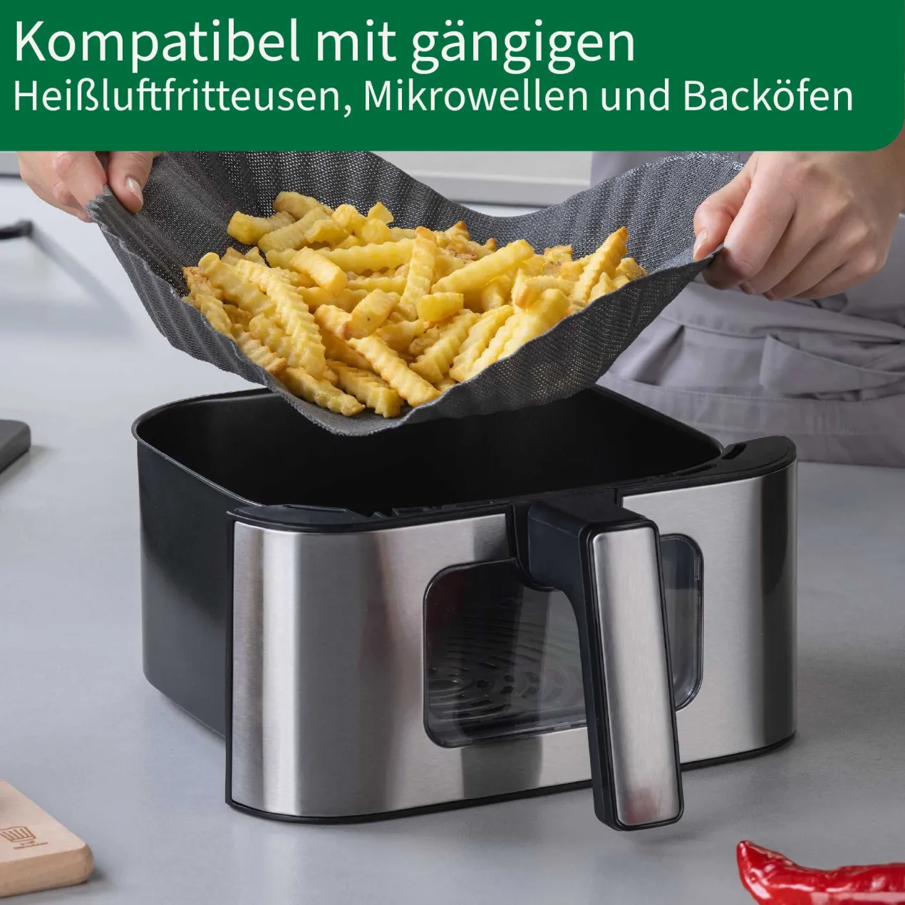 Silikonform für Heißluftfritteuse, antihaft, 28,5×28,5cm