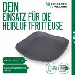 Silikonform für Heißluftfritteuse, antihaft, 28,5×28,5cm