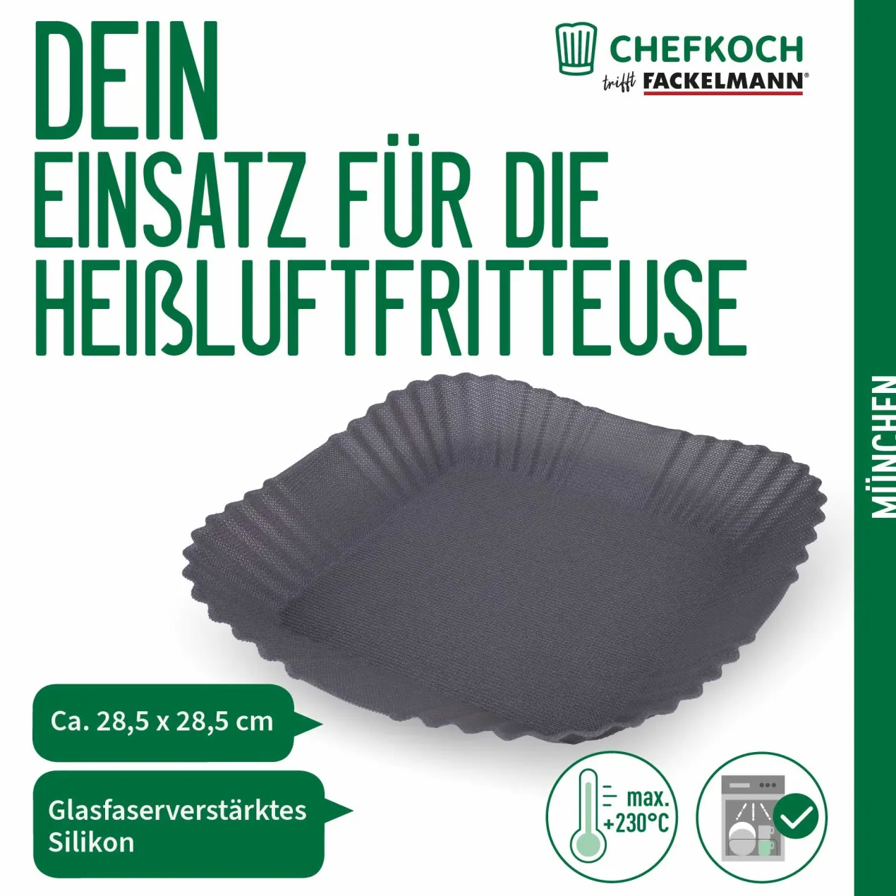 Silikonform für Heißluftfritteuse, antihaft, 28,5×28,5cm
