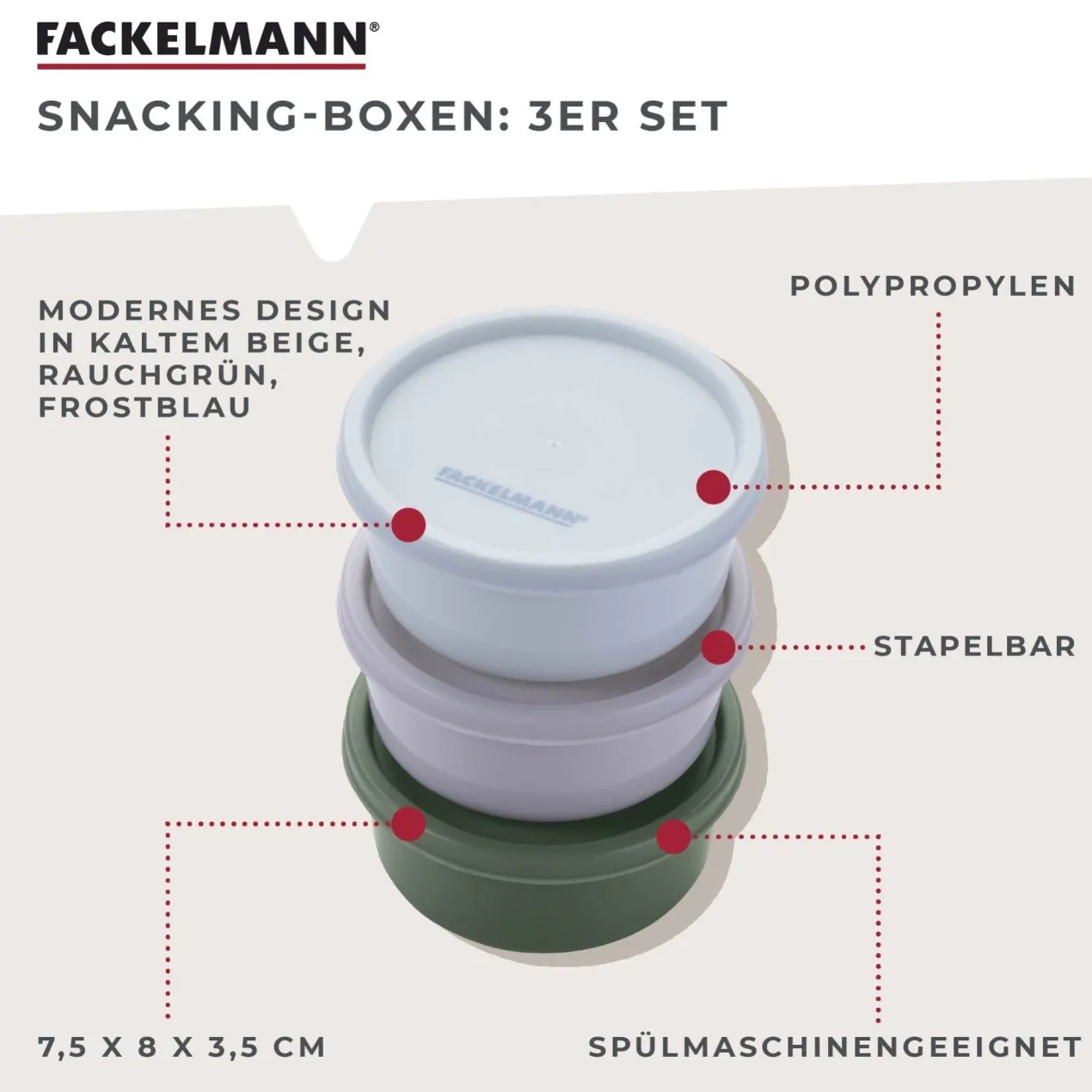 Snack Box Be The Move, rund, Ø8cm, 3 Stk.