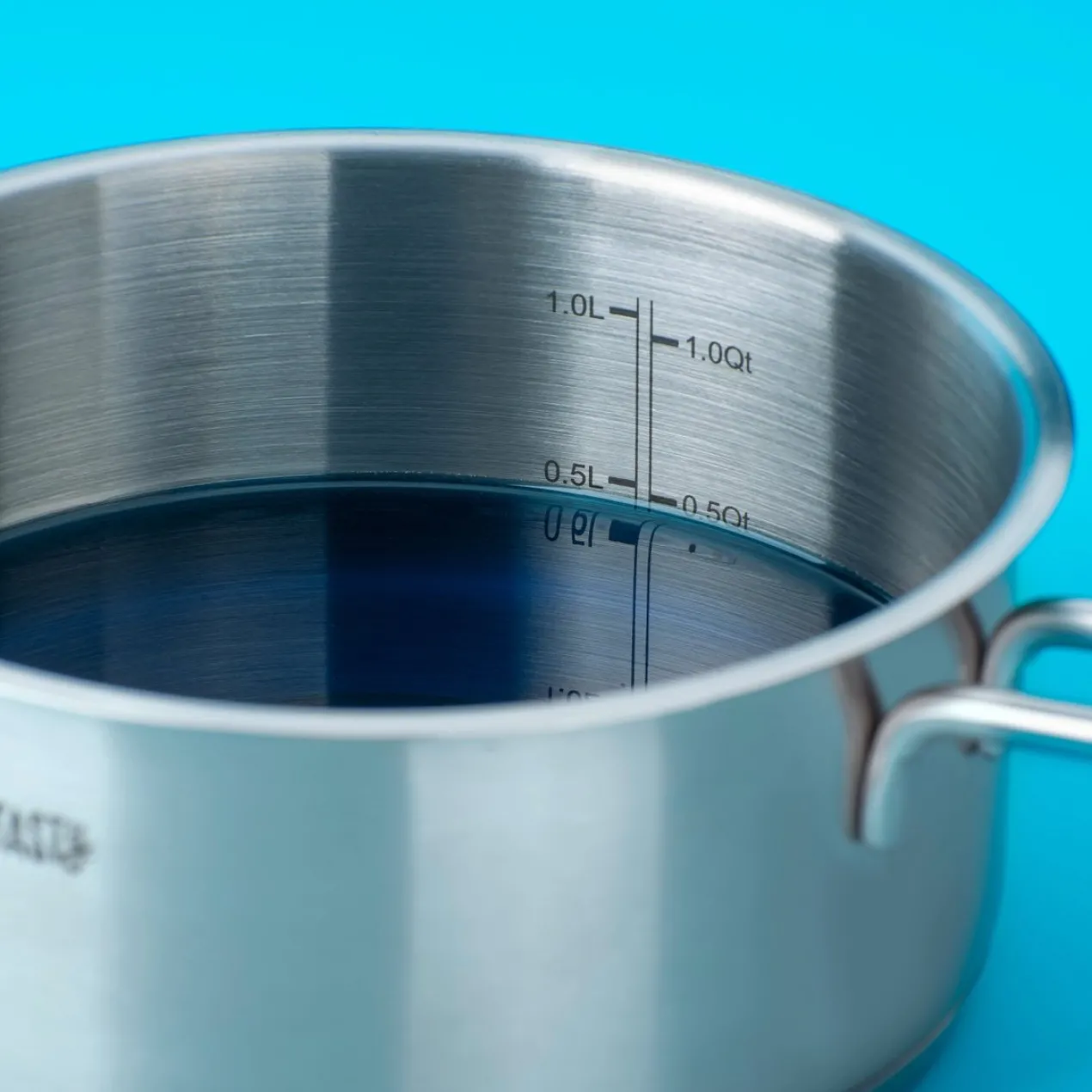 Soßentopf mit blauem Glasdeckel, Ø16cm, Edelstahl