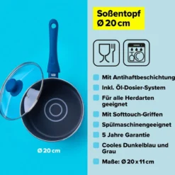 Soßentopf mit Glasdeckel, Ø20cm