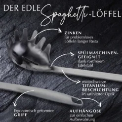 Spaghettilöffel Satin, schwarz, Edelstahl