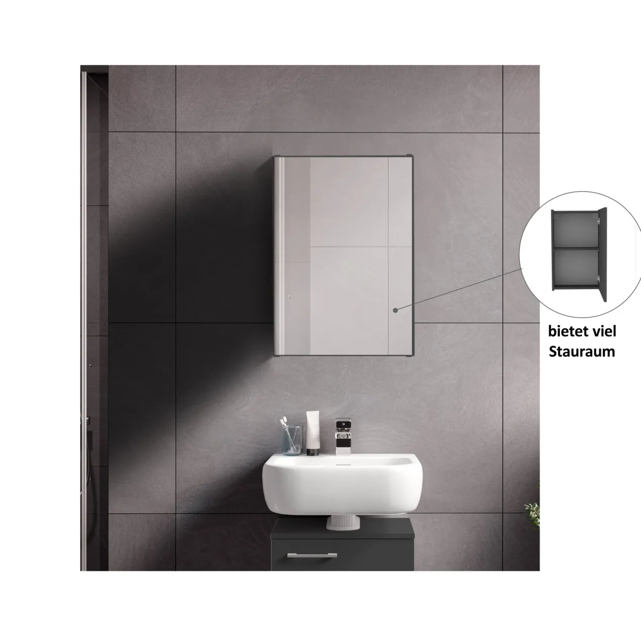 Spiegelschrank Easy, 40cm, Anthrazit