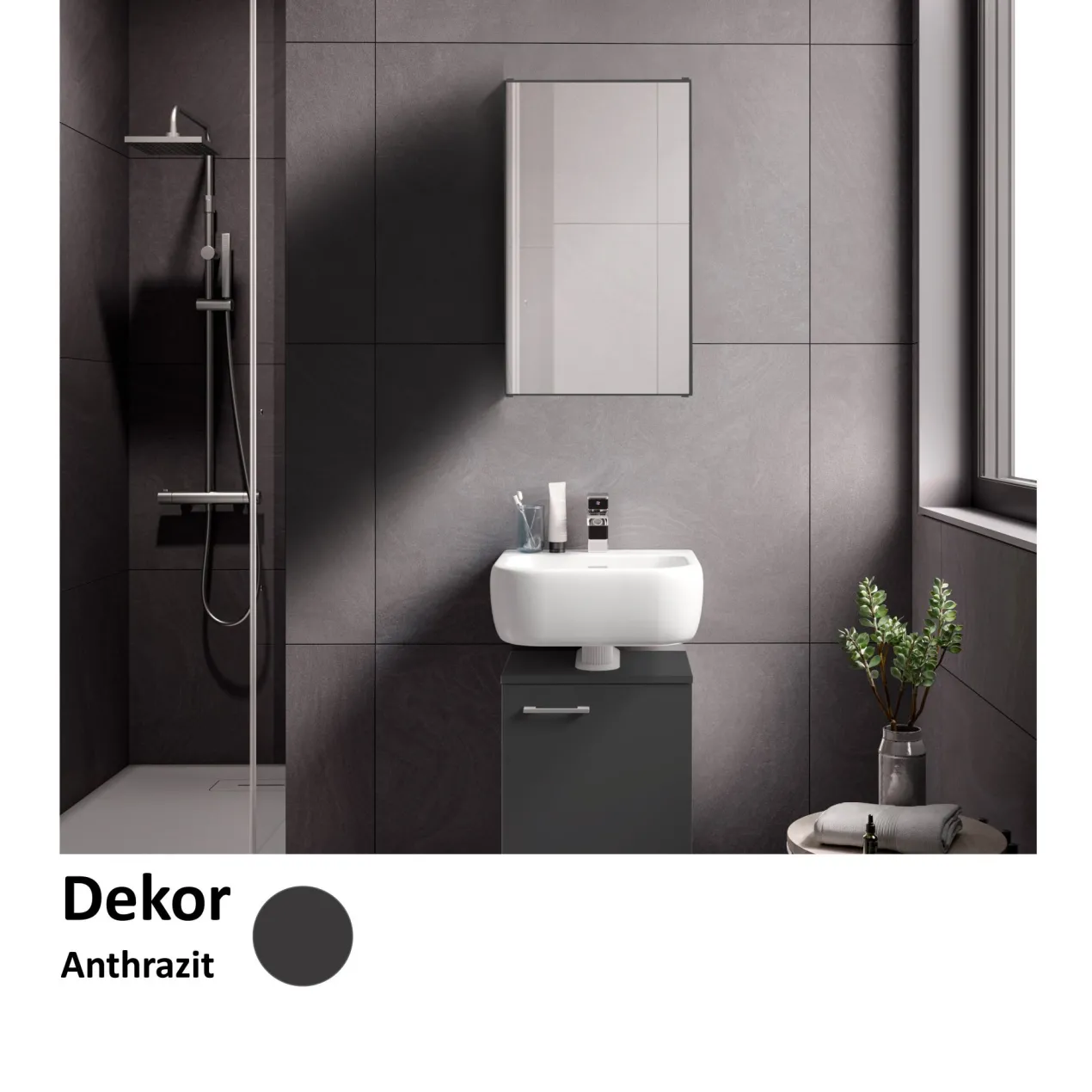 Spiegelschrank Easy, 40cm, Anthrazit