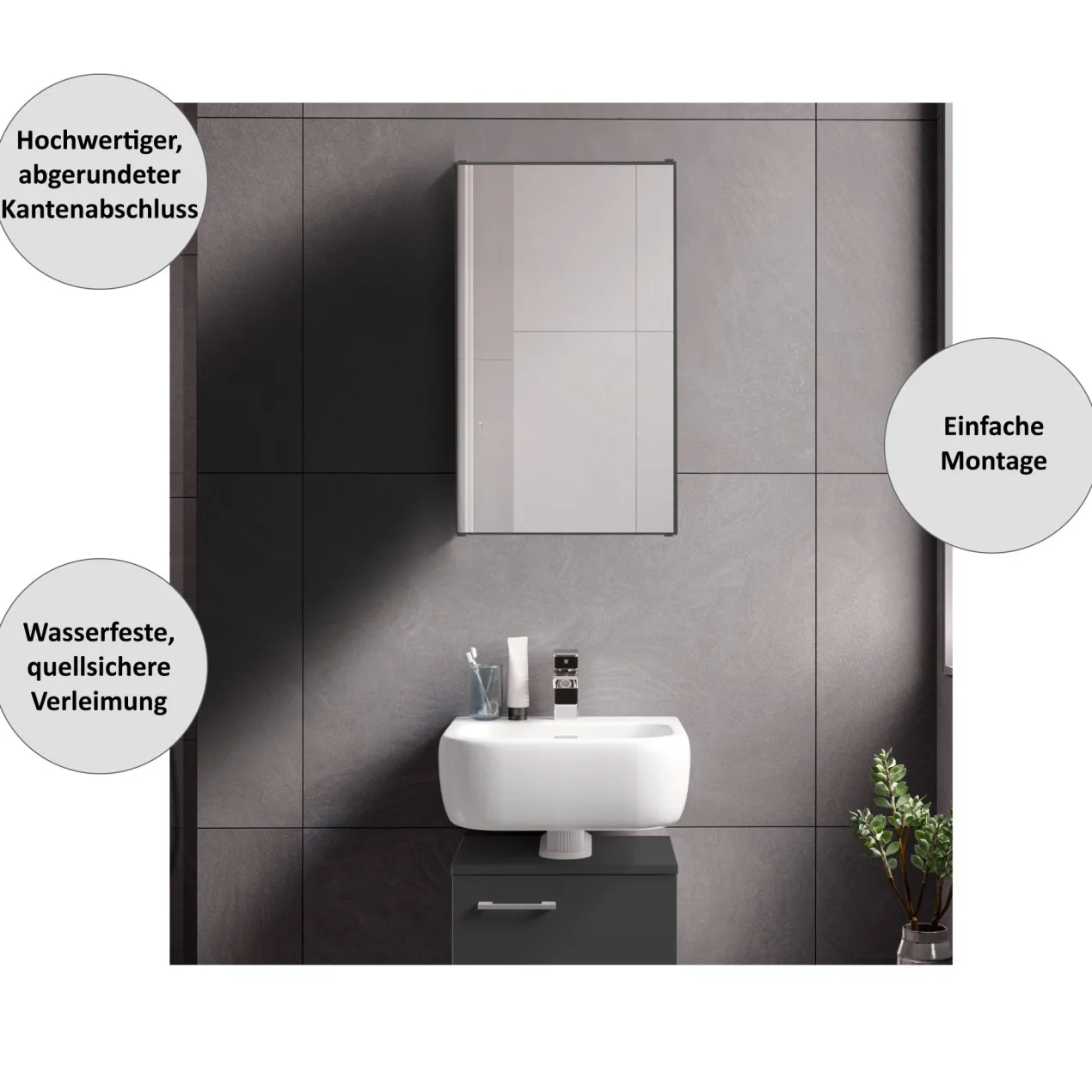 Spiegelschrank Easy, 40cm, Anthrazit