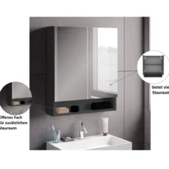 Spiegelschrank Easy, 60cm, Anthrazit