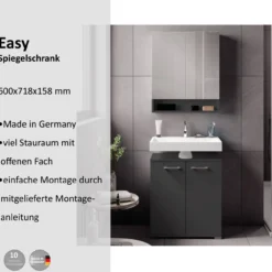 Spiegelschrank Easy, 60cm, Anthrazit