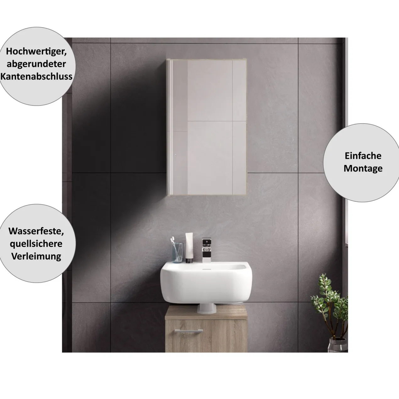 Spiegelschrank Easy, 40cm, Eiche
