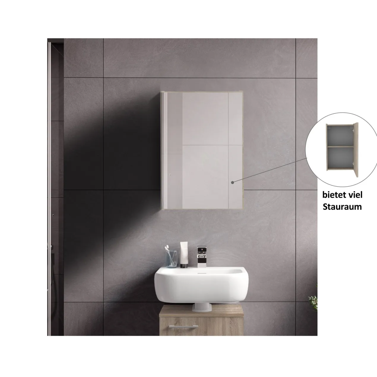 Spiegelschrank Easy, 40cm, Eiche