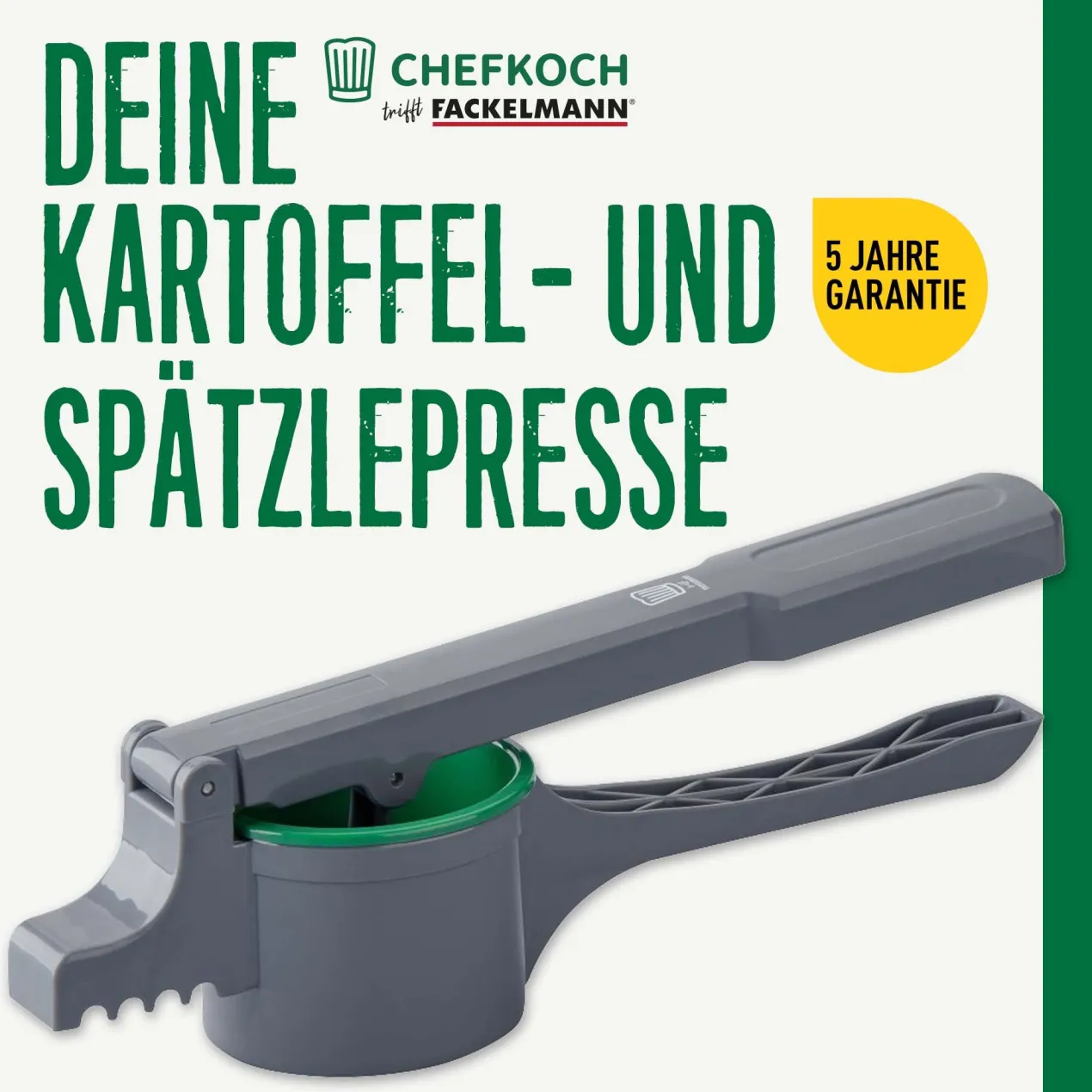 Spätzlepresse mit 3 Lochscheiben, 4-teilig