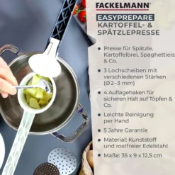 Spätzlepresse mit 3 Lochscheiben #easyprepare, 4-teilig
