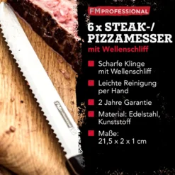Steakmesser / Pizzamesser, 6 Stück