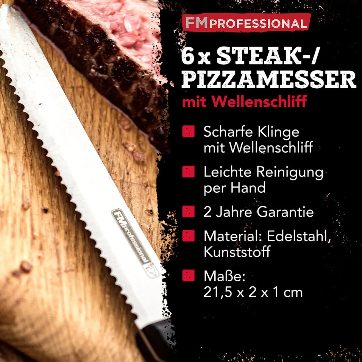Steakmesser / Pizzamesser, 6 Stück