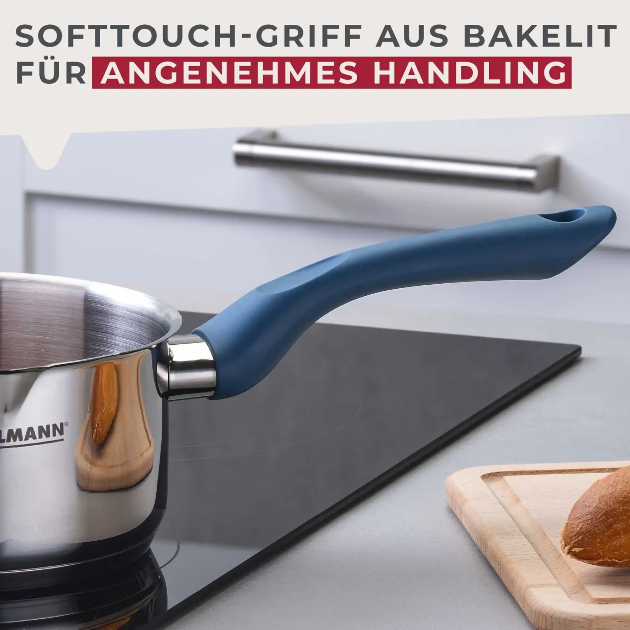 Stielkasserolle Essential, Ø16cm, blau