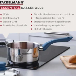 Stielkasserolle Essential, Ø16cm, blau