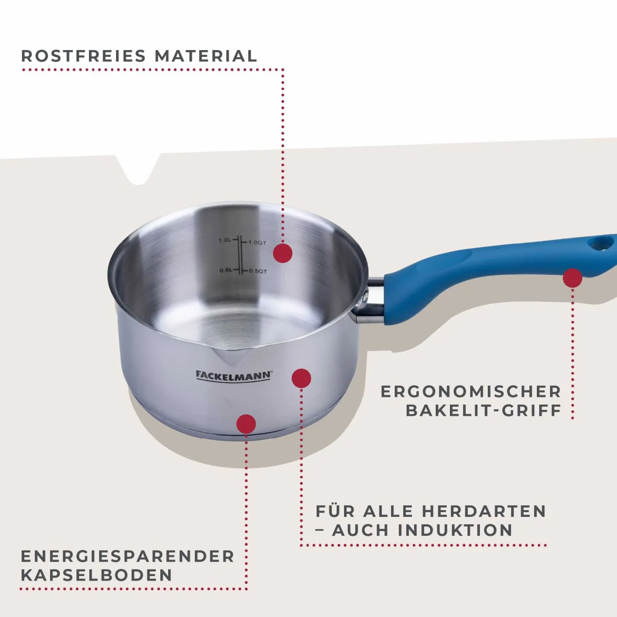 Stielkasserolle Essential, Ø16cm, blau