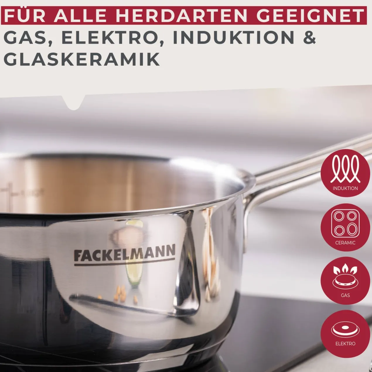 Stielkasserolle mit Deckel Lara, Ø16cm, Edelstahl