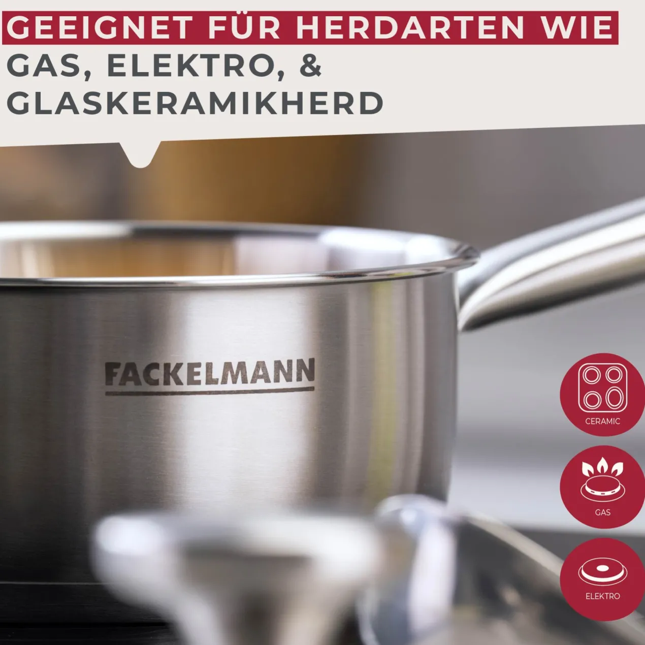 Stielkasserolle mit Deckel Ovalgriff, Ø16cm, Edelstahl