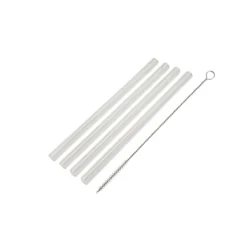 Strohalme Glas 15cm + Bürste, 5-teilig