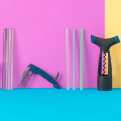 Strohhalme wiederverwendbar, inkl. Reinigungsbürste, 4 Stück, Glas