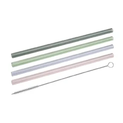 Strohhalme wiederverwendbar, inkl. Reinigungsbürste, 4 Stück, Glas