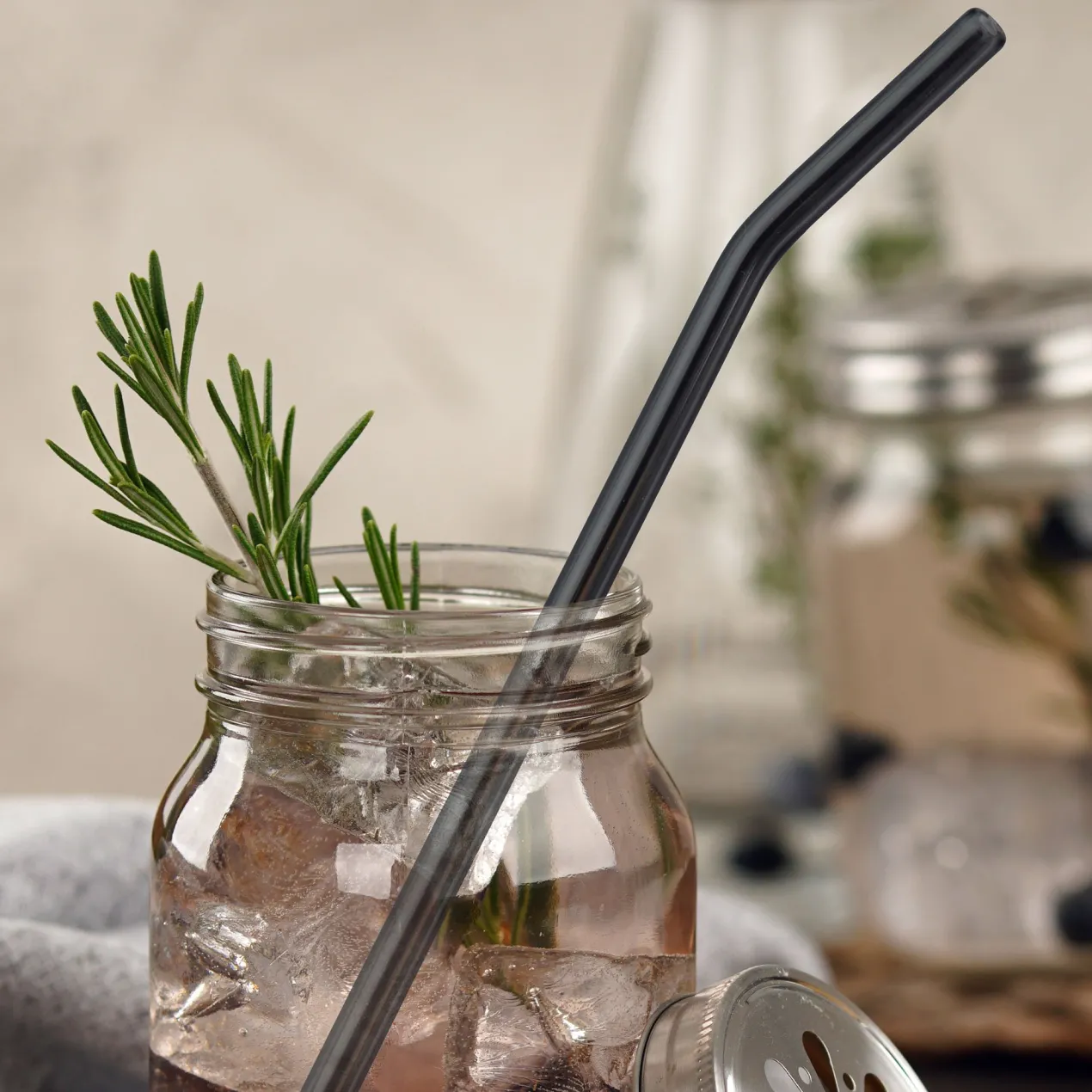 Strohhalm / Trinkhalm mit Bürste, 23,5 cm, Glas, 5-teilig