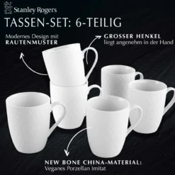 Tassen weiß, 340ml, 6er Set