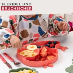 Teller mit Saugnapf Mini Cooking, Wal, unterteilt, Silikon