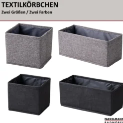 Textilkörbchen 13x12x28 cm, Schwarz