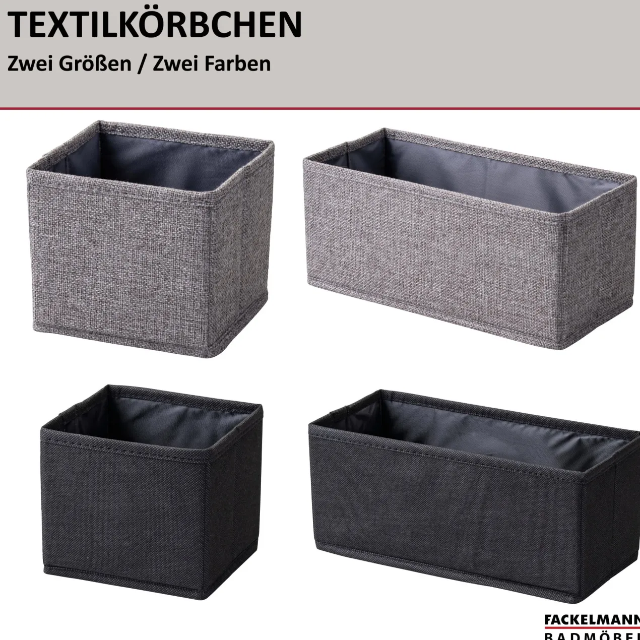 Textilkörbchen 13x12x28 cm, Schwarz