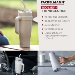 Thermotrinkbecher Beige, 1,2 L