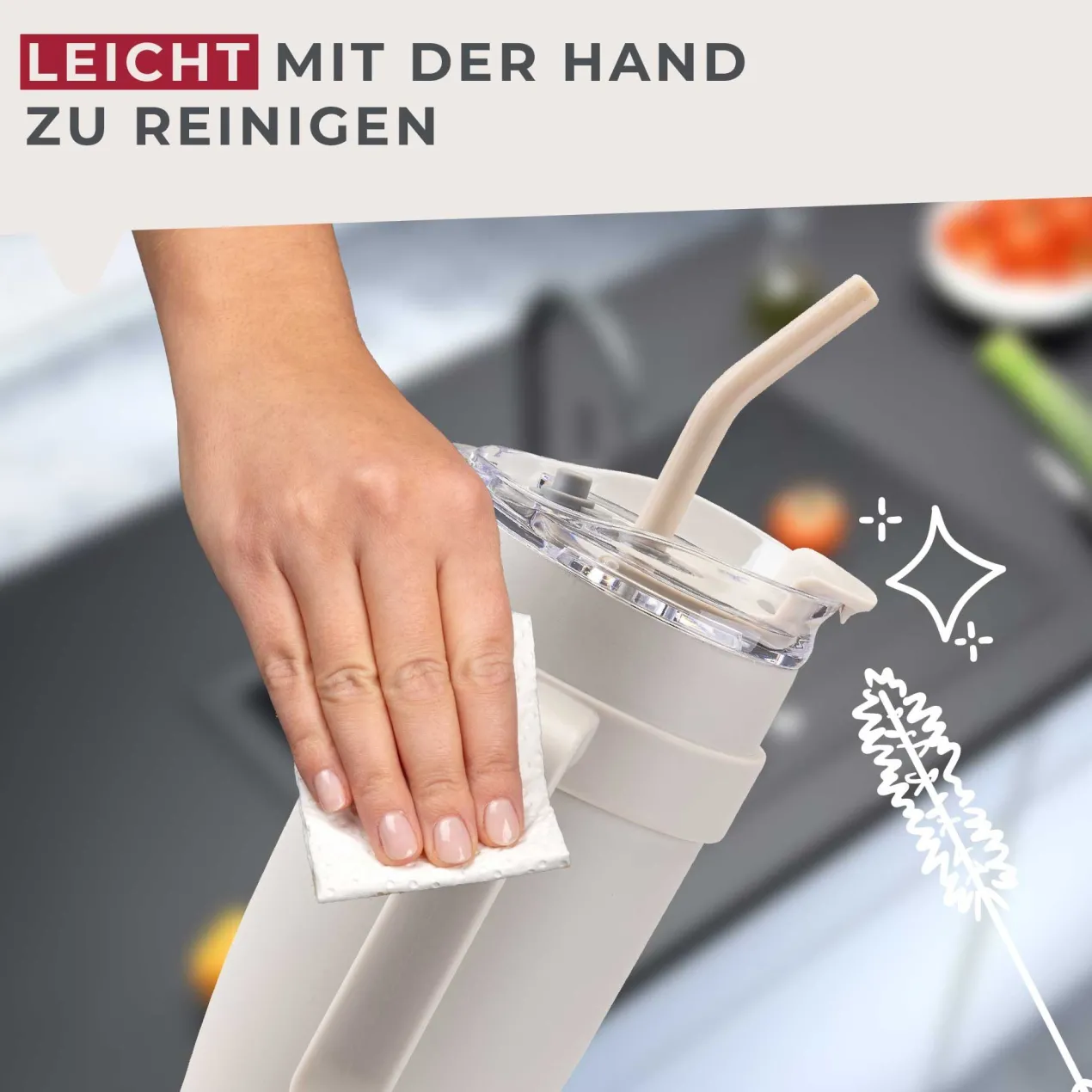 Thermotrinkbecher Beige, 1,2 L
